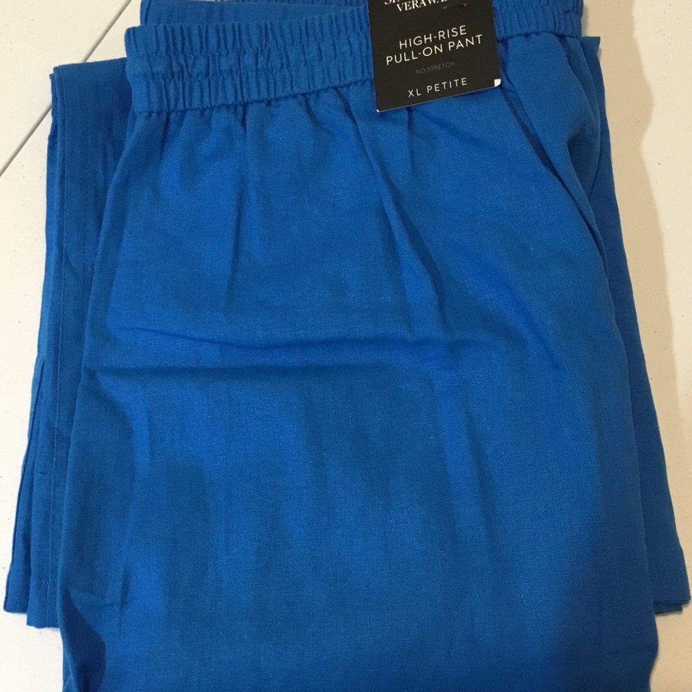 Simply Vera Vera Wang Bright Royal Blue High-Rise Linen Pull-On Pants - Picture 13 of 16